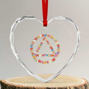 AA Sober Retro Flower Symbol Serenity Recovery Heart Crystal Glass Ornament TS11 Transparent Glass 3'' Heart Print Your Wear