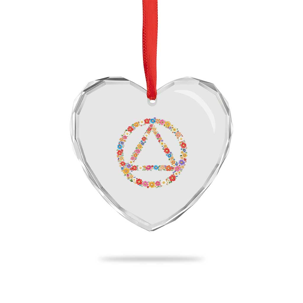 AA Sober Retro Flower Symbol Serenity Recovery Heart Crystal Glass Ornament TS11 Print Your Wear