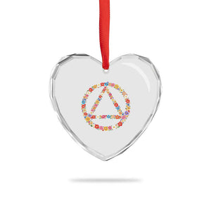 AA Sober Retro Flower Symbol Serenity Recovery Heart Crystal Glass Ornament TS11 Print Your Wear