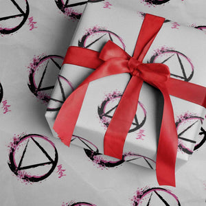 AA Sober Symbol Serenity Recovery Wrapping Paper Roll Japanese Cherry Blossom Brushstroke Circle TS11 White Print Your Wear