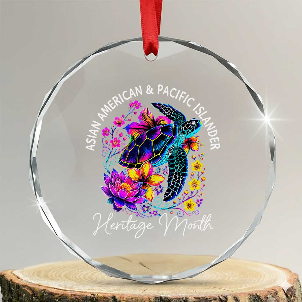 AAPI Asian American and Pacific Islander Heritage Month Crystal Glass Ornament Floral Sea Turtle TS11 Transparent Glass 3'' Circle Print Your Wear