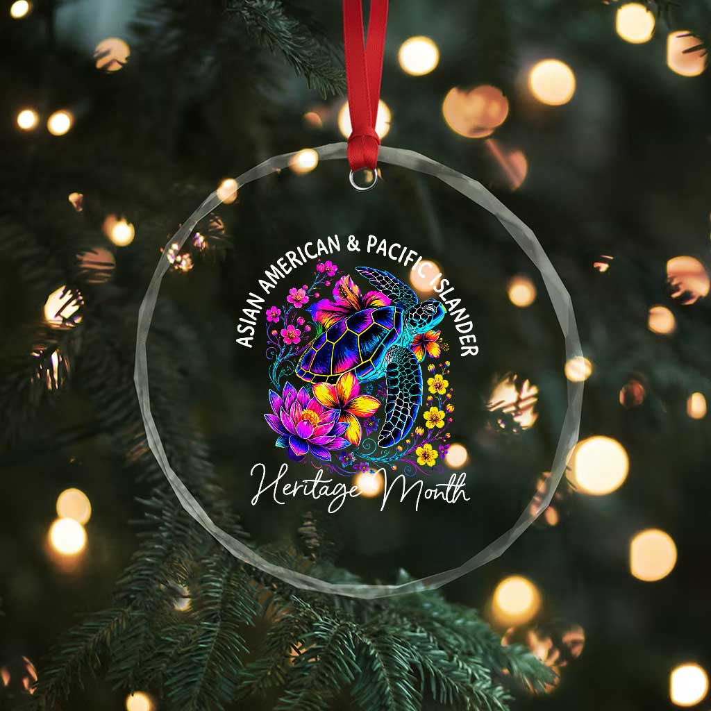 AAPI Asian American and Pacific Islander Heritage Month Crystal Glass Ornament Floral Sea Turtle TS11 Print Your Wear