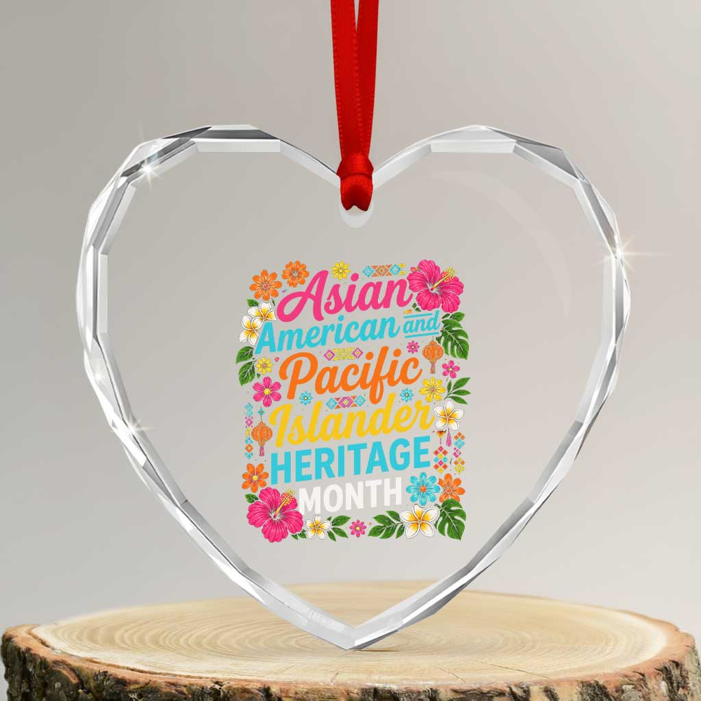 AAPI Asian American and Pacific Islander Heritage Month Heart Crystal Glass Ornament TS11 Transparent Glass 3'' Heart Print Your Wear