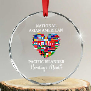 AAPI Heritage Month Crystal Glass Ornament National Asian American and Pacific Islander Countries Flag Heart TS02 Transparent Glass 3'' Circle Print Your Wear
