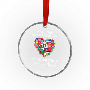 AAPI Heritage Month Crystal Glass Ornament National Asian American and Pacific Islander Countries Flag Heart TS02 Print Your Wear