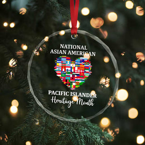 AAPI Heritage Month Crystal Glass Ornament National Asian American and Pacific Islander Countries Flag Heart TS02 Print Your Wear
