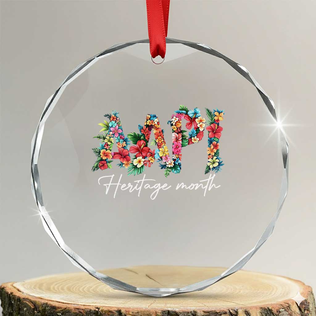 AAPI Heritage Month Crystal Glass Ornament Retro Elegant Floral Asian American Pacific Islander TS02 Transparent Glass 3'' Circle Print Your Wear
