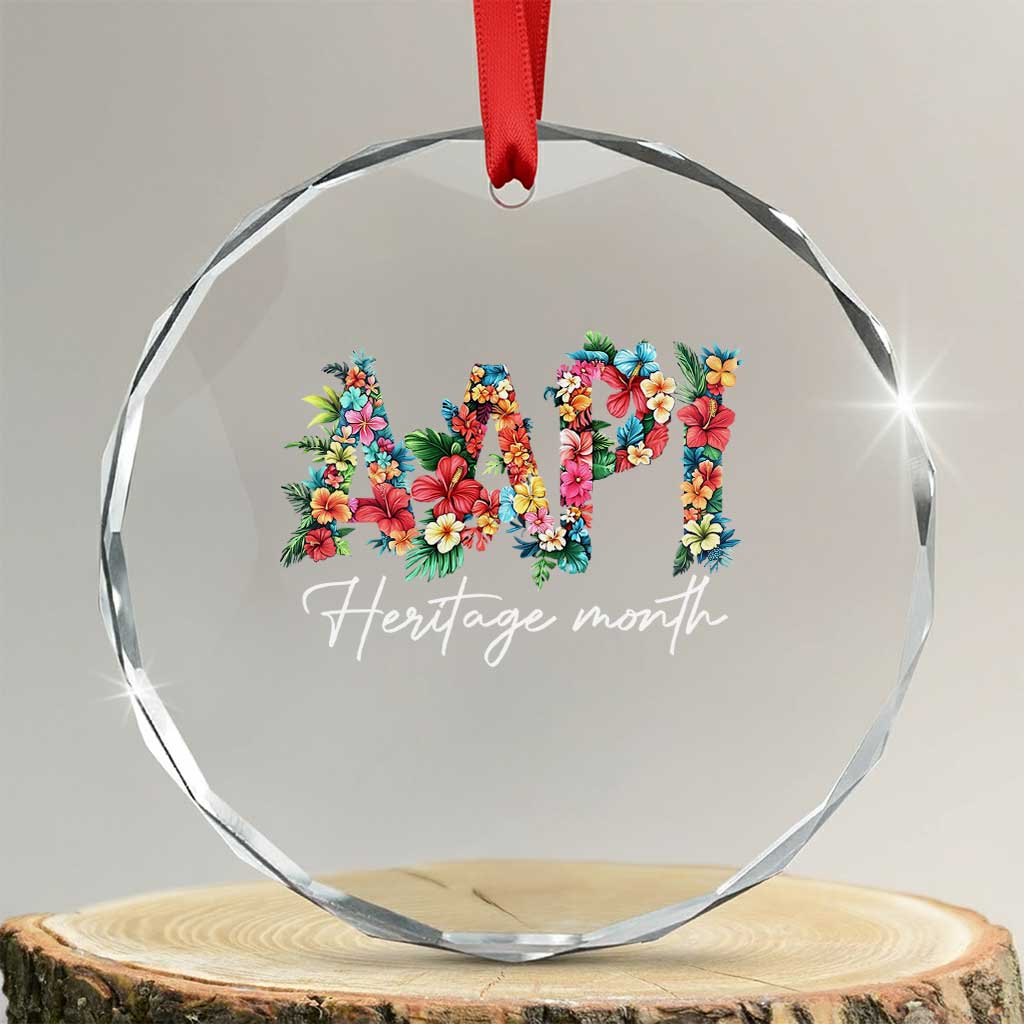 AAPI Heritage Month Crystal Glass Ornament Retro Elegant Floral Asian American Pacific Islander TS02 Transparent Glass 3'' Circle Print Your Wear
