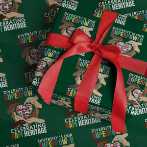 AAPI Heritage Month Wrapping Paper Roll Diversity Is Our Superpower Asian American and Pacific Islander Countries TS11 Green Print Your Wear