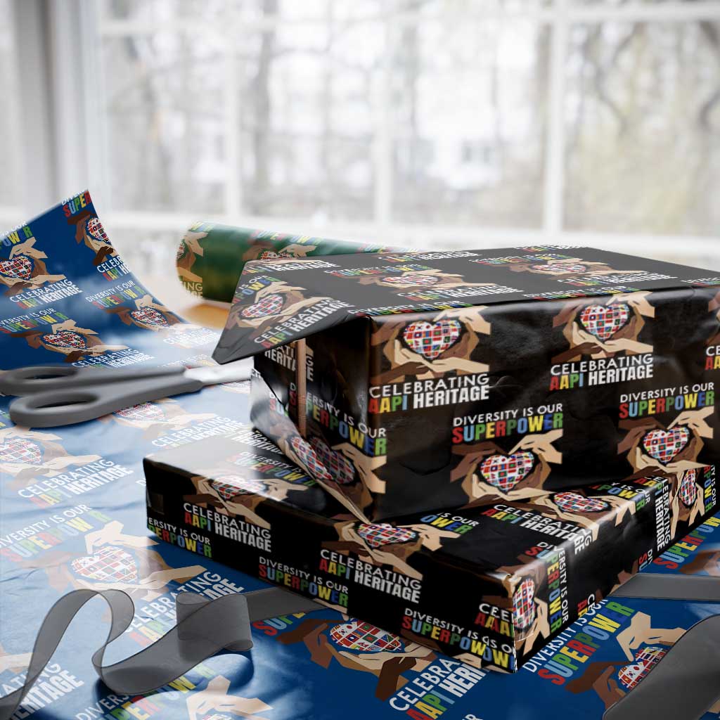 AAPI Heritage Month Wrapping Paper Roll Diversity Is Our Superpower Asian American and Pacific Islander Countries TS11 Black Print Your Wear