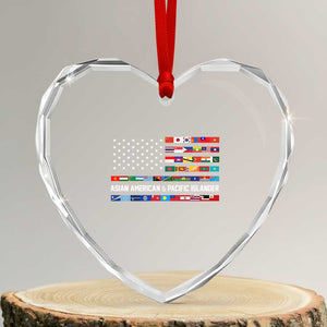 AAPI Heritage Month Heart Crystal Glass Ornament Asian American and Pacific Islander USA Flag TS02 Transparent Glass 3'' Heart Print Your Wear