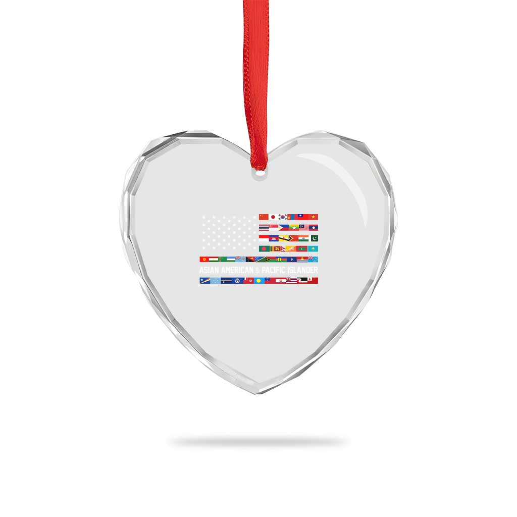 AAPI Heritage Month Heart Crystal Glass Ornament Asian American and Pacific Islander USA Flag TS02 Print Your Wear
