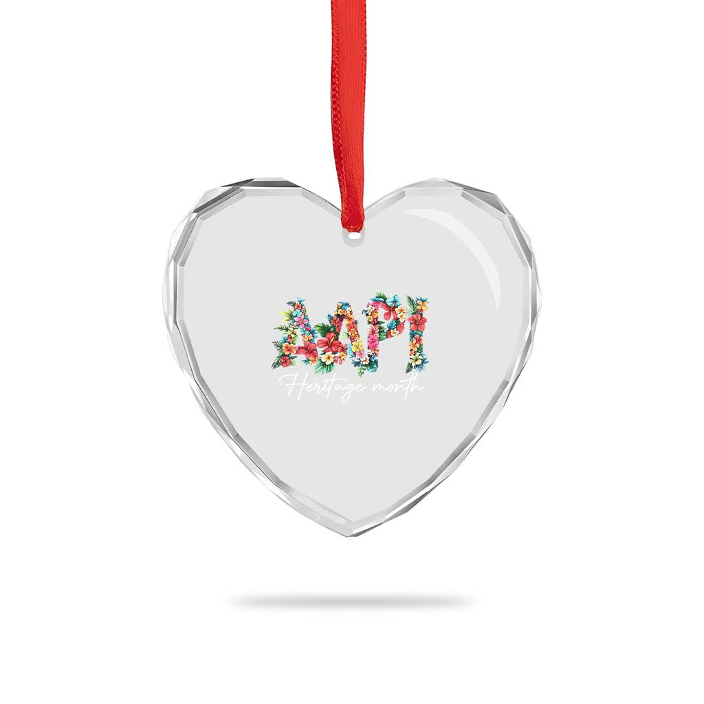AAPI Heritage Month Heart Crystal Glass Ornament Retro Elegant Floral Asian American Pacific Islander TS02 Print Your Wear