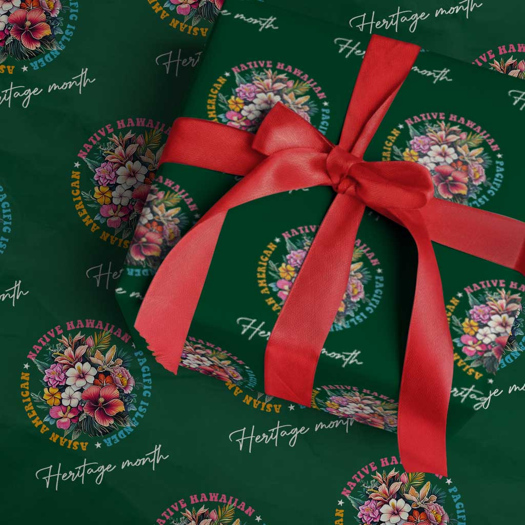 AAPI Heritage Month Wrapping Paper Roll Asian American Native Hawaiian Pacific Islander Vintage TS02 Green Print Your Wear