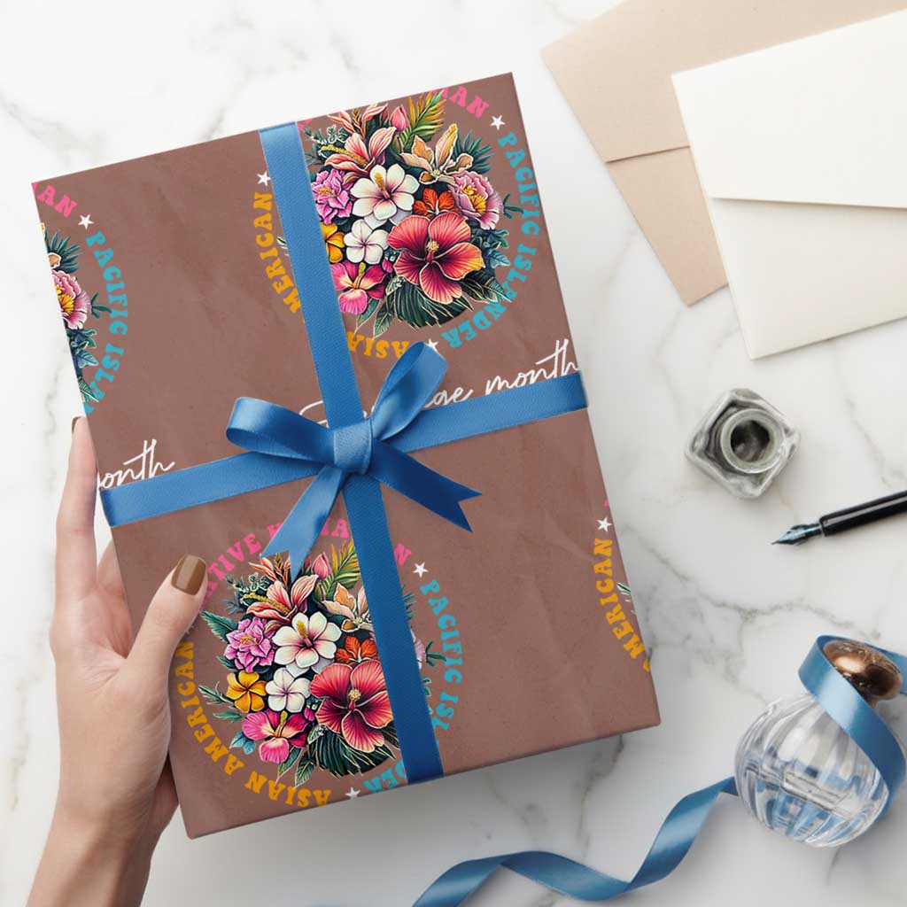 AAPI Heritage Month Wrapping Paper Roll Asian American Native Hawaiian Pacific Islander Vintage TS02 Mocha Print Your Wear