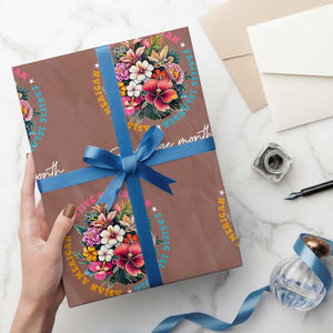 AAPI Heritage Month Wrapping Paper Roll Asian American Native Hawaiian Pacific Islander Vintage TS02 Mocha Print Your Wear