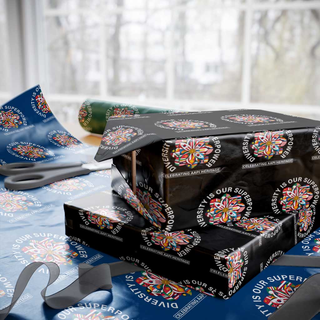 AAPI Heritage Month Wrapping Paper Roll Diversity Is Our Superpower Asian American and Pacific Islander TS02 Black Print Your Wear