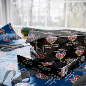AAPI Heritage Month Wrapping Paper Roll National Asian American and Pacific Islander Countries Flag Heart TS02 Black Print Your Wear