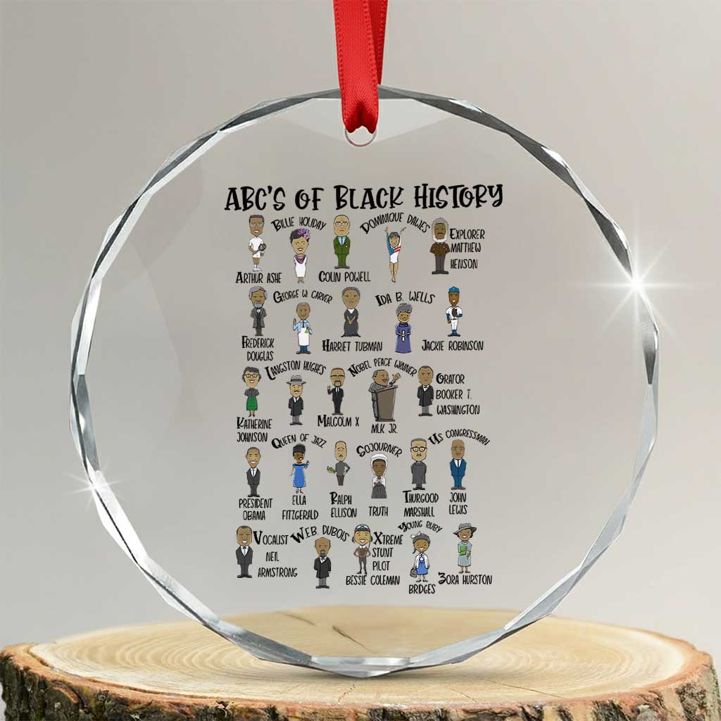 ABCs of Black History Month Crystal Glass Ornament Black Excellence Pride TS02 Transparent Glass 3'' Circle Print Your Wear