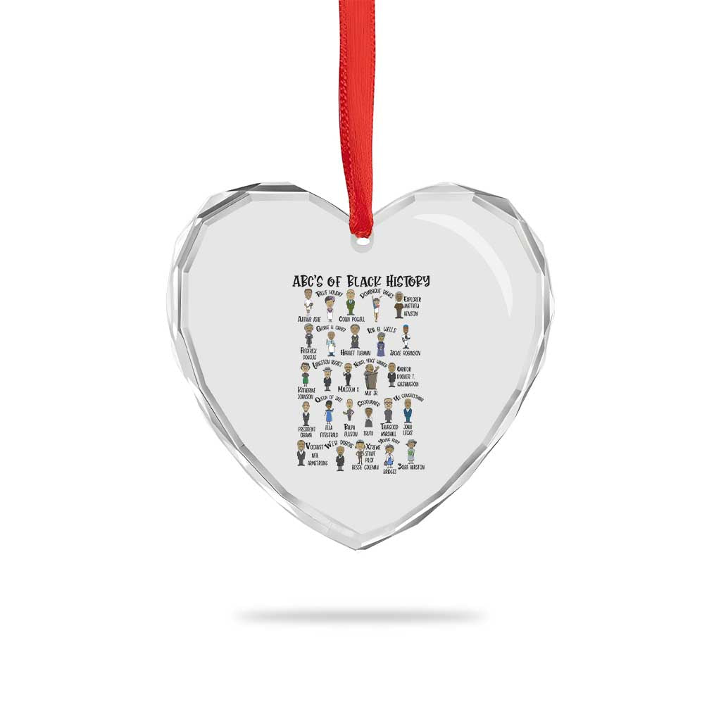ABCs of Black History Month Heart Crystal Glass Ornament Black Excellence Pride TS02 Print Your Wear