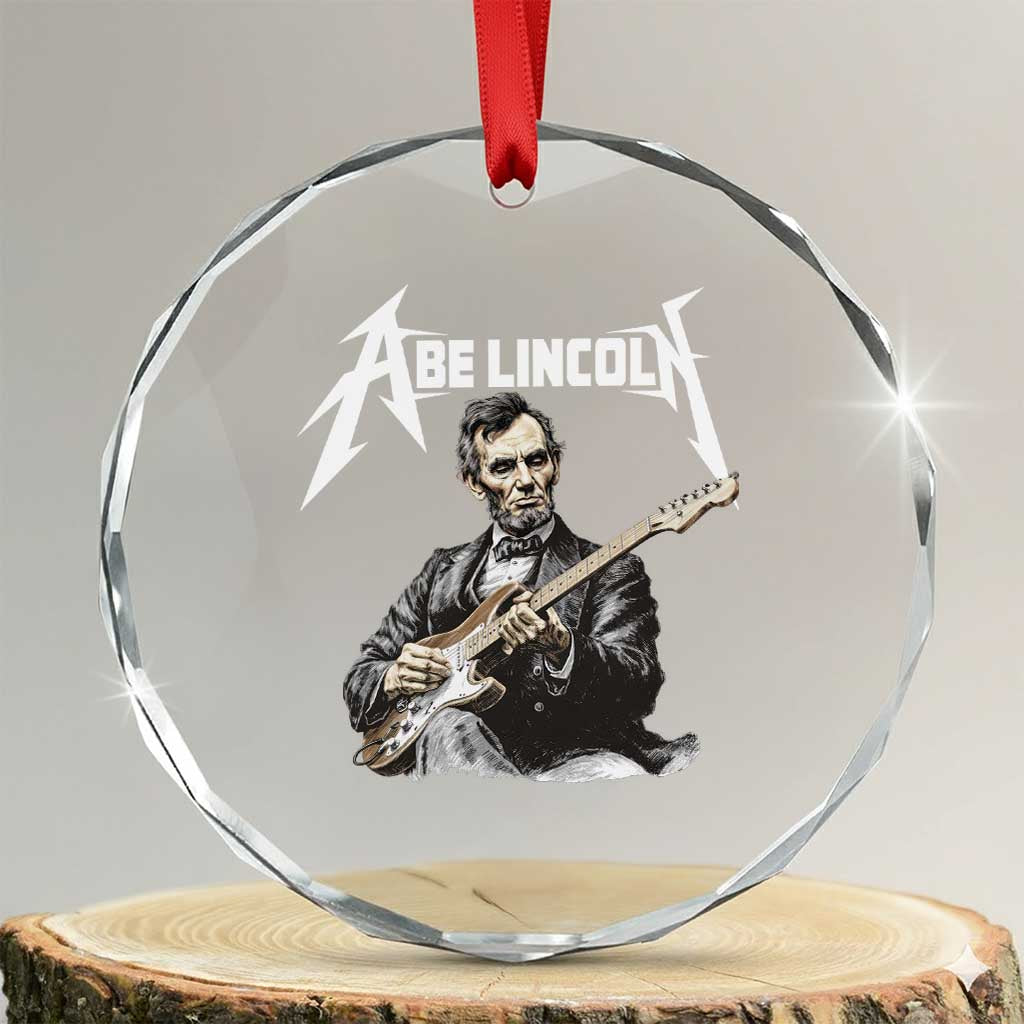 Abe Lincoln Playing Electric Guitar Rocker Crystal Glass Ornament TS11 Transparent Glass 3'' Circle Print Your Wear