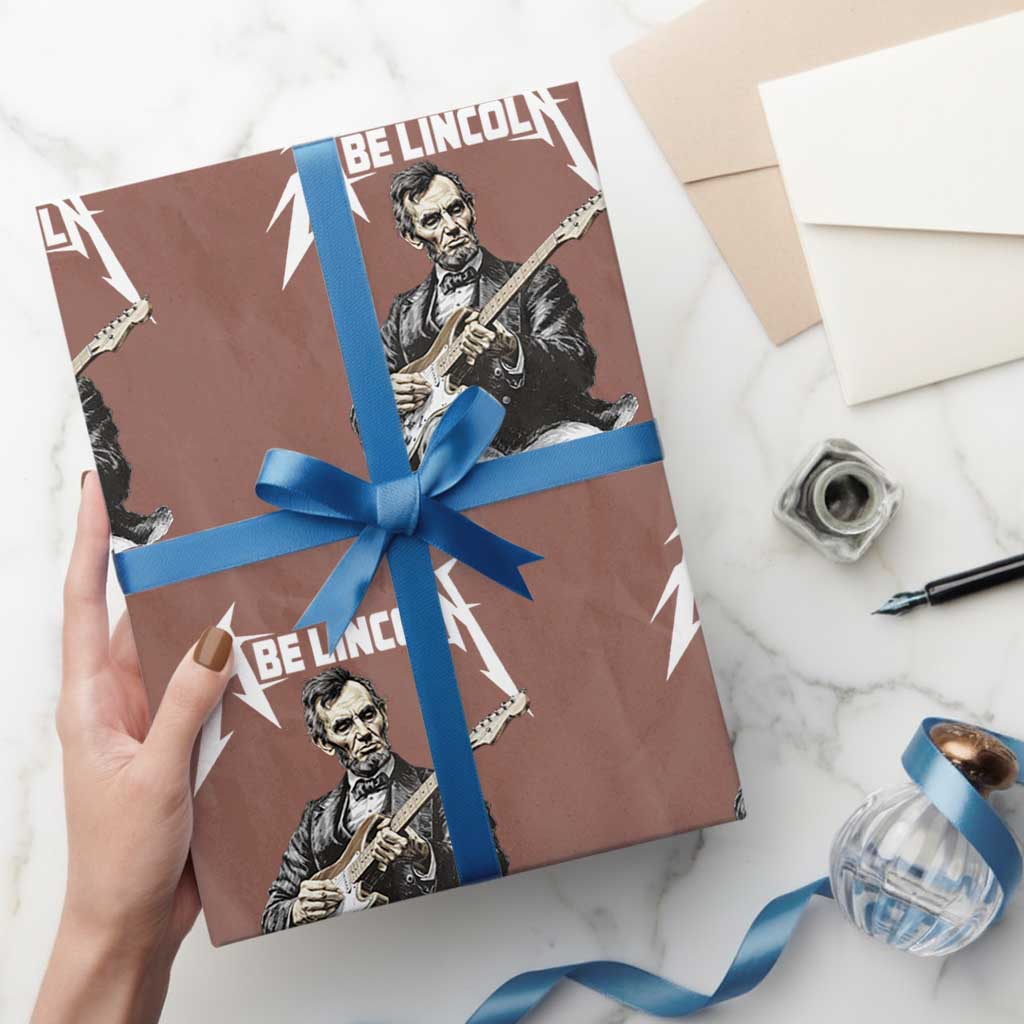 Abe Lincoln Playing Electric Guitar Rocker Wrapping Paper Roll TS11 Mocha Print Your Wear