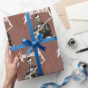 Abe Lincoln Playing Electric Guitar Rocker Wrapping Paper Roll TS11 Mocha Print Your Wear