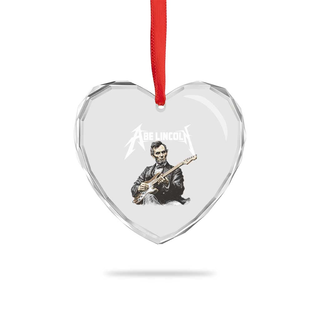 Abe Lincoln Playing Electric Guitar Rocker Heart Crystal Glass Ornament TS11 Print Your Wear