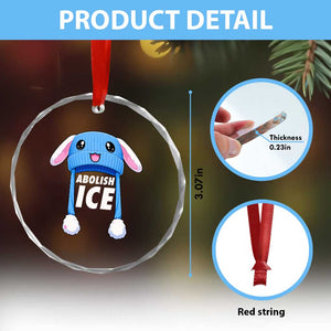 Abolish Ice Crystal Glass Ornament Blue Bunny Hat Pro Immigrant Resist Minnesota TS11 Print Your Wear