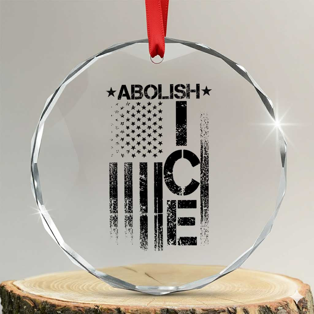 Abolish ICE Crystal Glass Ornament Vintage American Flag TS10 Transparent Glass 3'' Circle Print Your Wear