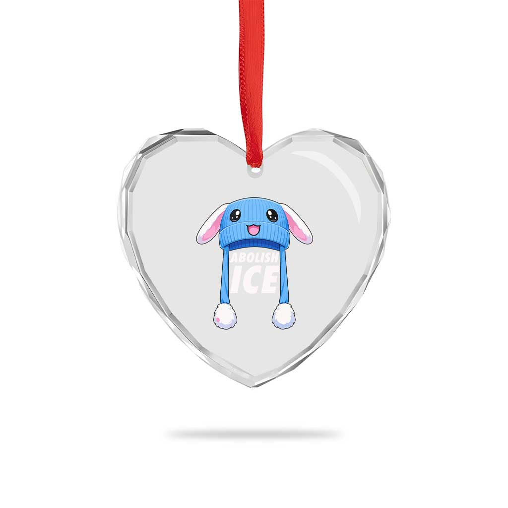 Abolish Ice Heart Crystal Glass Ornament Blue Bunny Hat Pro Immigrant Resist Minnesota TS11 Print Your Wear