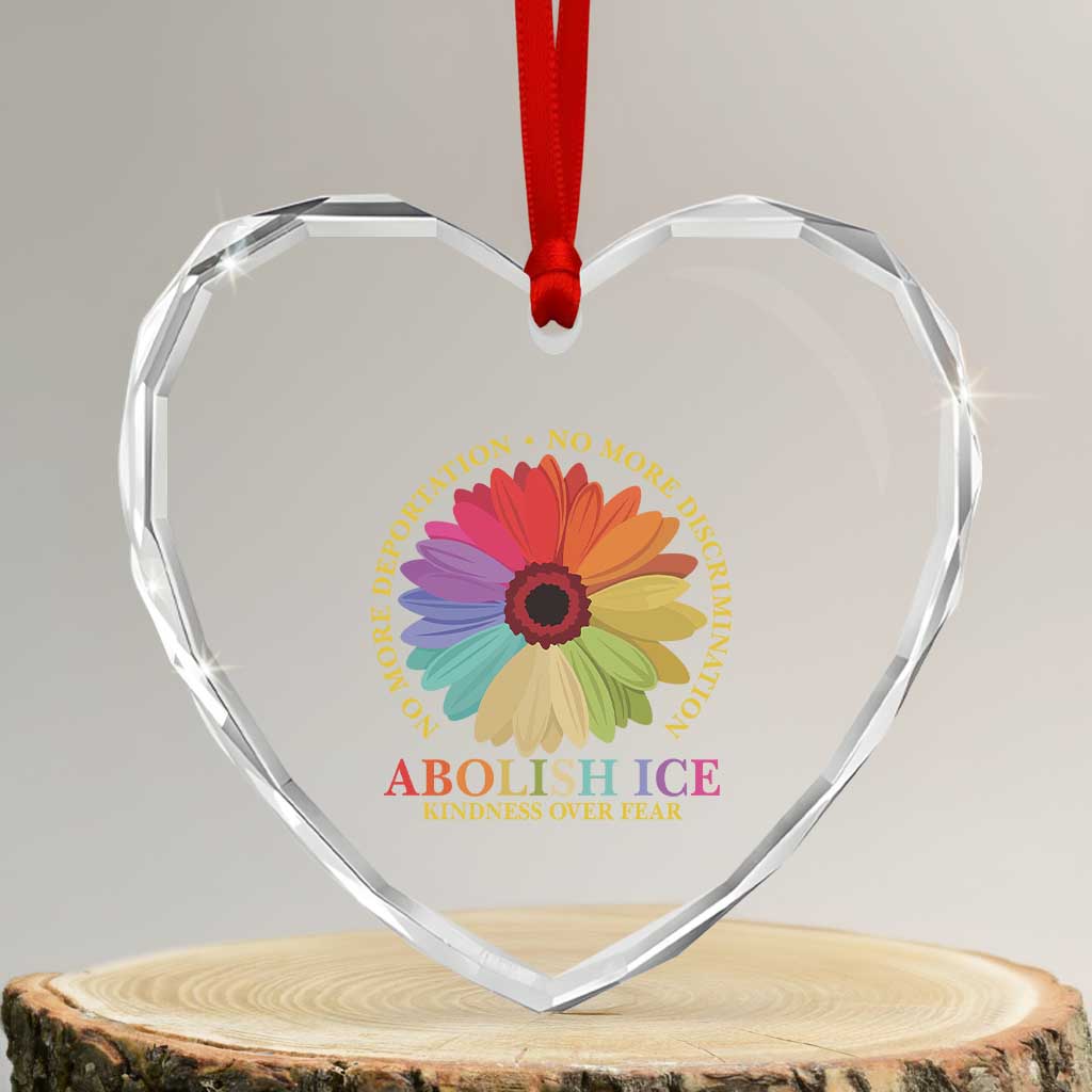 Abolish Ice Heart Crystal Glass Ornament No More Deportation No More Discrimmination Kindness Over Fear TS11 Transparent Glass 3'' Heart Print Your Wear