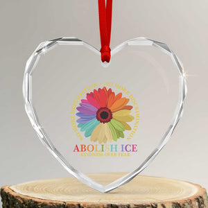 Abolish Ice Heart Crystal Glass Ornament No More Deportation No More Discrimmination Kindness Over Fear TS11 Transparent Glass 3'' Heart Print Your Wear