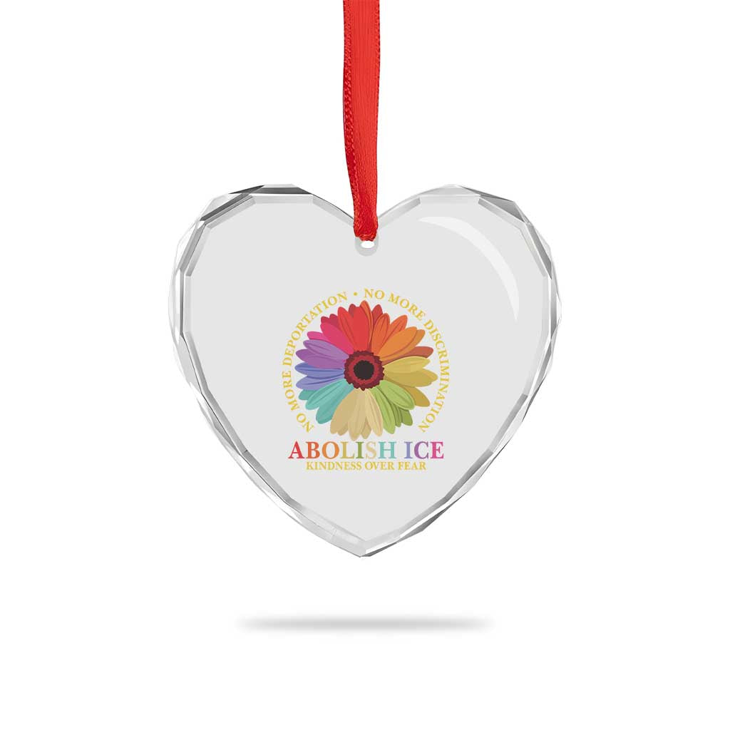 Abolish Ice Heart Crystal Glass Ornament No More Deportation No More Discrimmination Kindness Over Fear TS11 Print Your Wear