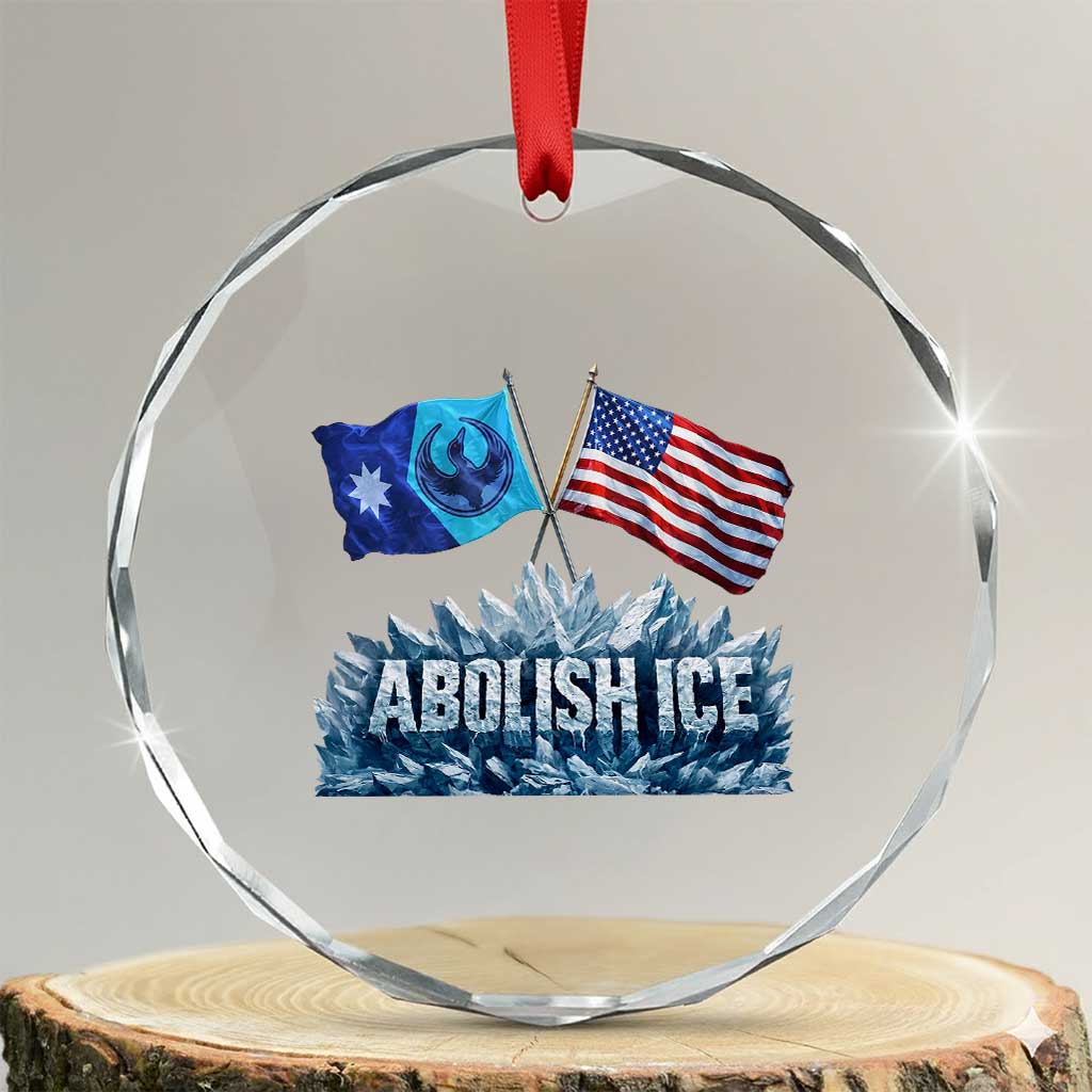 Abolish Ice Minnesota American Flag Crystal Glass Ornament MN Rebel Loon Resistance Protest TS02 Transparent Glass 3'' Circle Print Your Wear