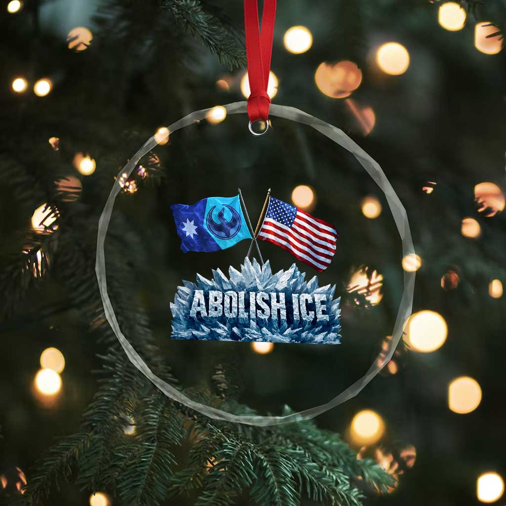 Abolish Ice Minnesota American Flag Crystal Glass Ornament MN Rebel Loon Resistance Protest TS02 Print Your Wear