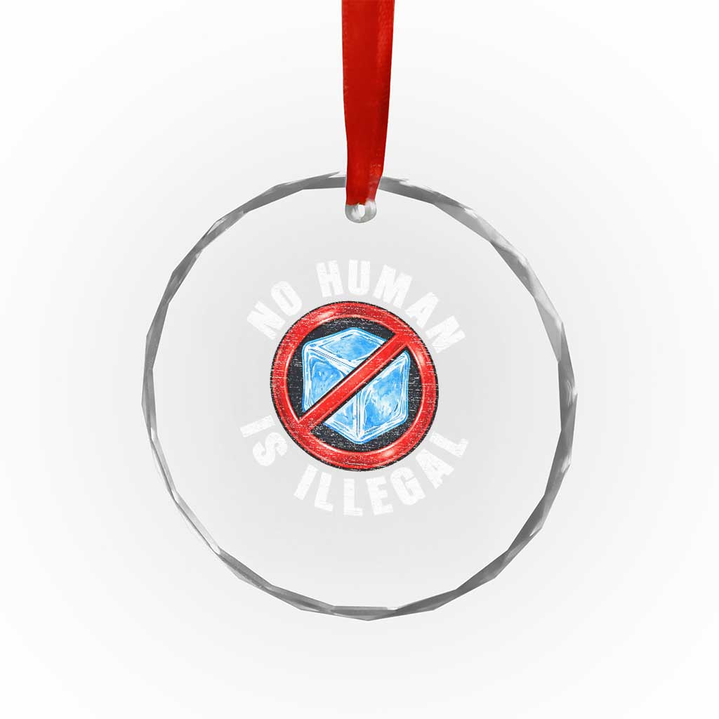 Abolish Ice No Human is Illegal Crystal Glass Ornament Retro Protest Subtle FDT TS10 Print Your Wear