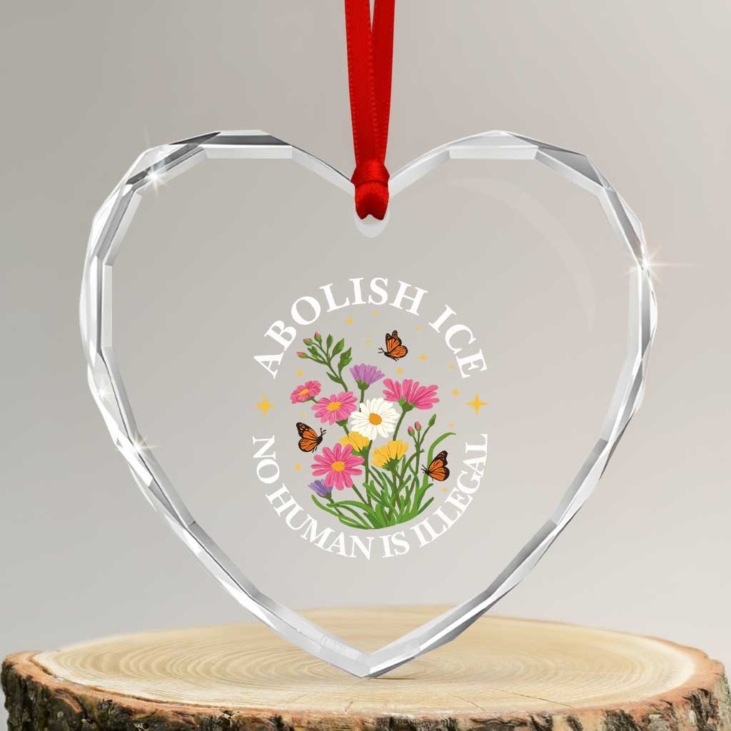 Abolish Ice No Human Is Illegal Heart Crystal Glass Ornament Immigration Rights Protest TS11 Transparent Glass 3'' Heart Print Your Wear