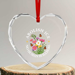 Abolish Ice No Human Is Illegal Heart Crystal Glass Ornament Immigration Rights Protest TS11 Transparent Glass 3'' Heart Print Your Wear
