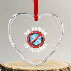 Abolish Ice No Human is Illegal Heart Crystal Glass Ornament Retro Protest Subtle FDT TS10 Transparent Glass 3'' Heart Print Your Wear