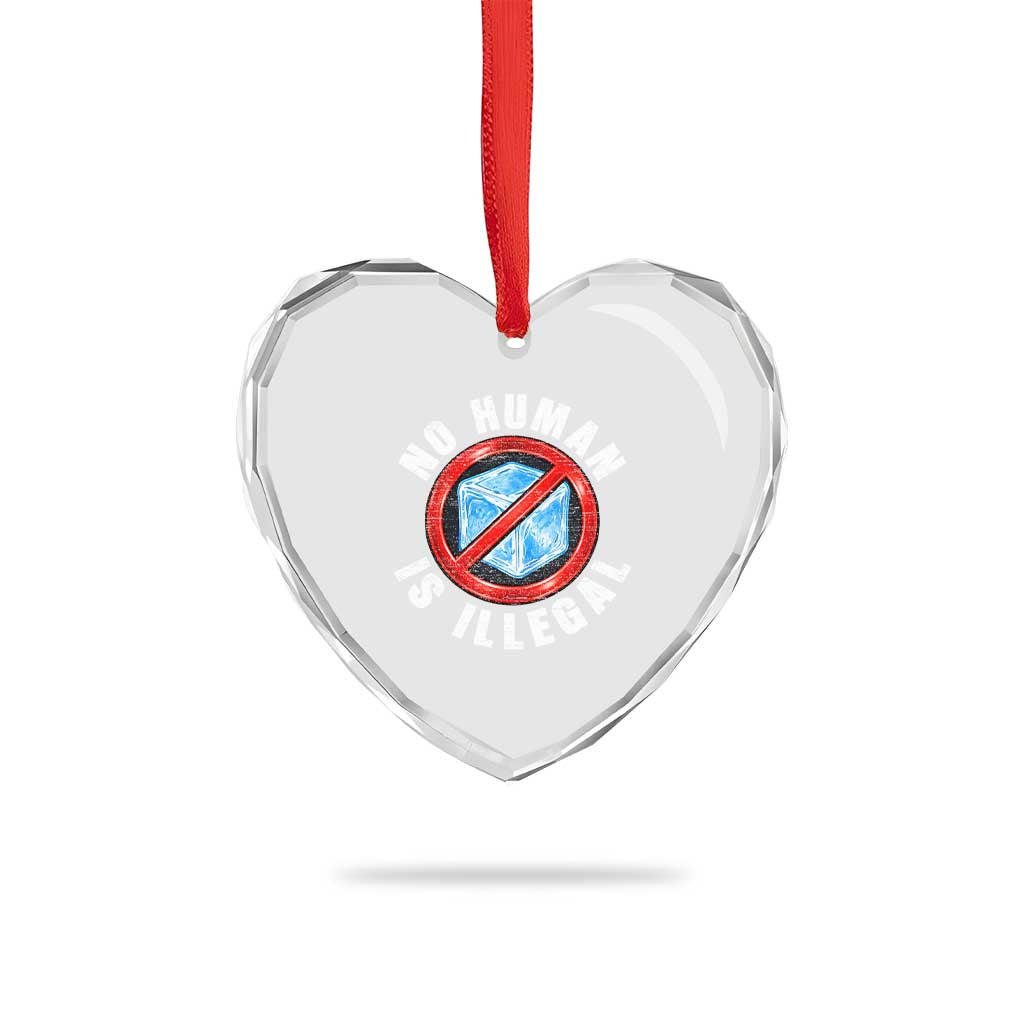 Abolish Ice No Human is Illegal Heart Crystal Glass Ornament Retro Protest Subtle FDT TS10 Print Your Wear