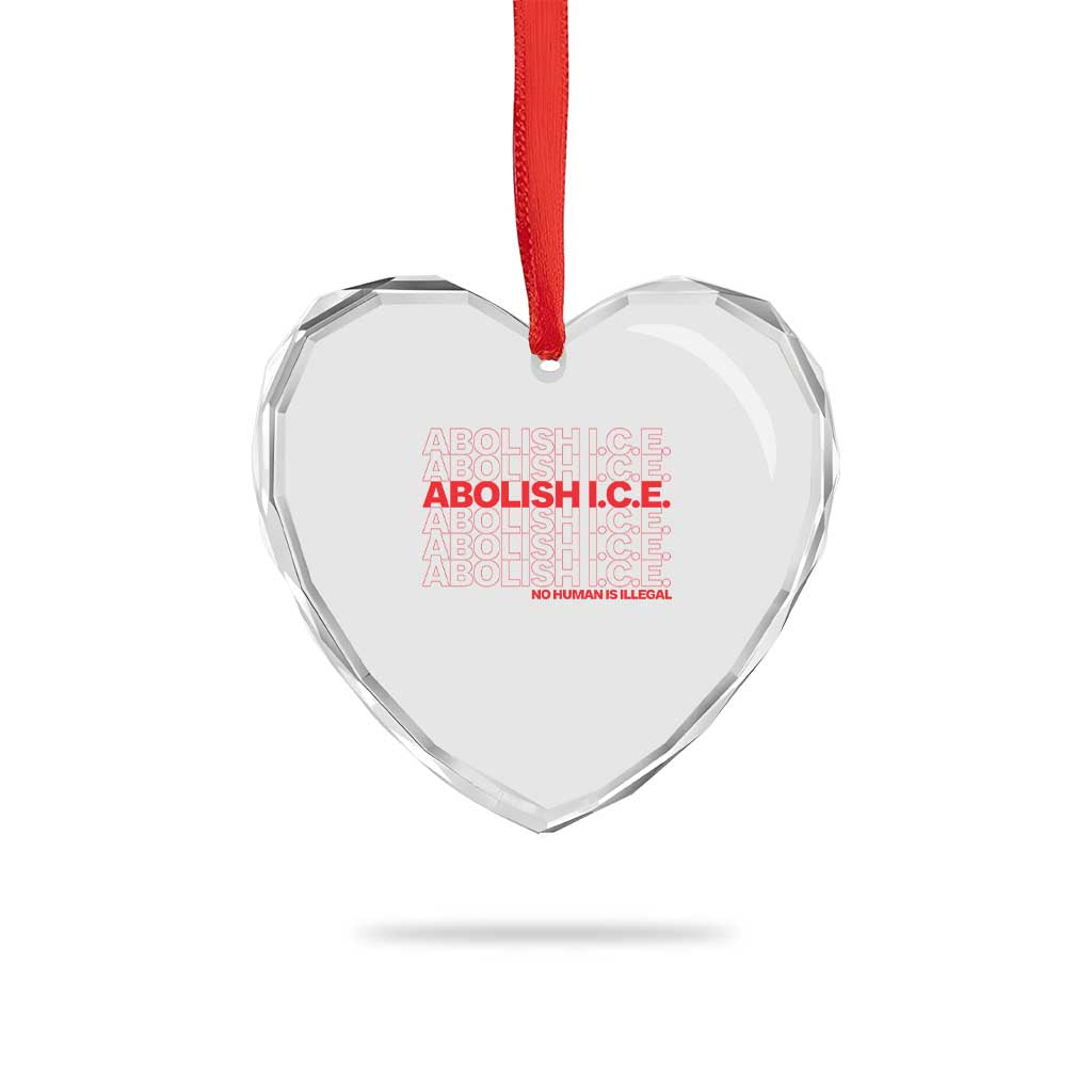 Abolish Ice No Human Is Illegal Heart Crystal Glass Ornament Social Justice TS10 Print Your Wear