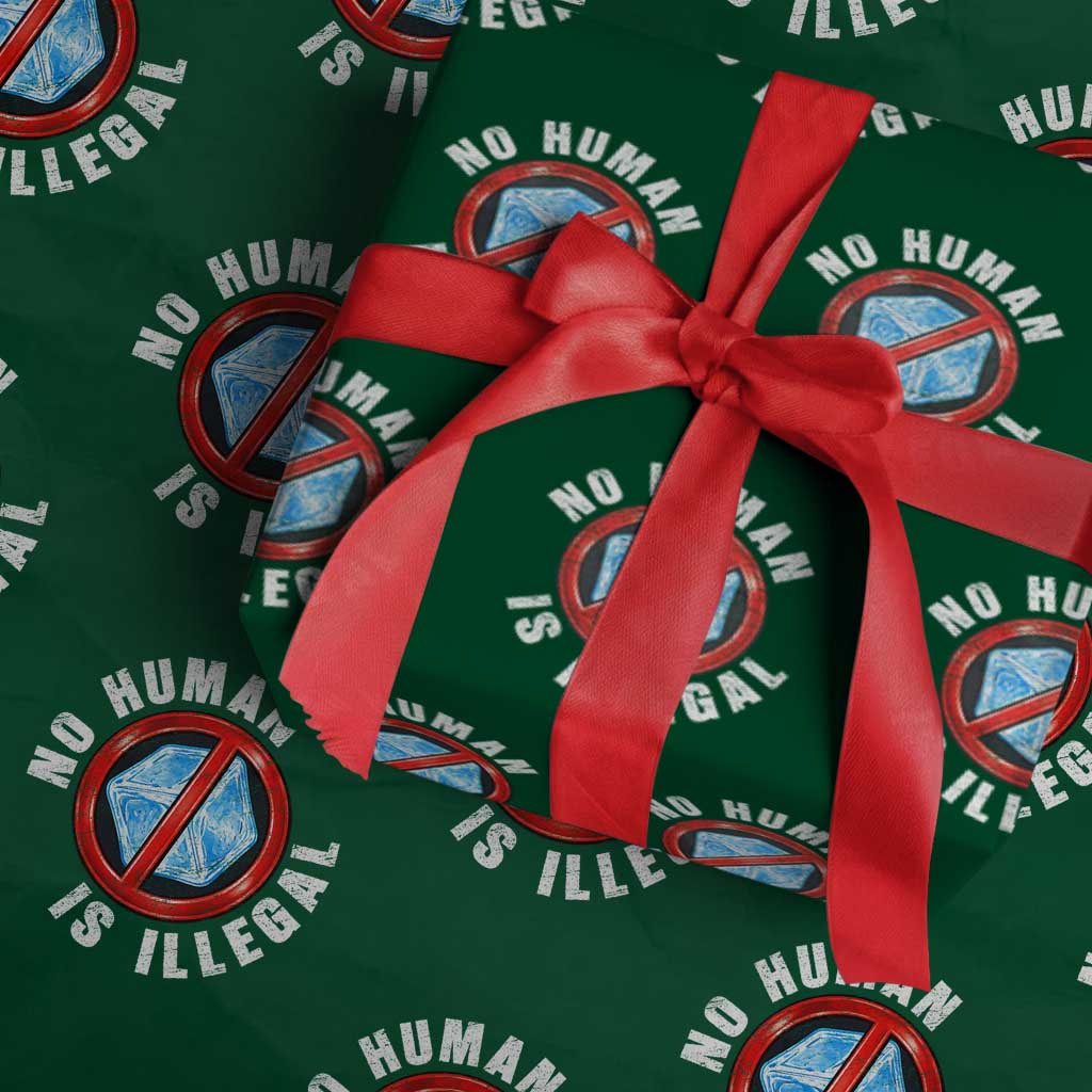 Abolish Ice No Human is Illegal Wrapping Paper Roll Retro Protest Subtle FDT TS10 Green Print Your Wear