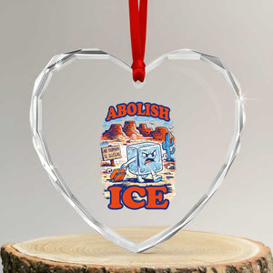 Abolish Ice Protest Heart Crystal Glass Ornament Retro Protest No Human Is Illegal TS10 Transparent Glass 3'' Heart Print Your Wear