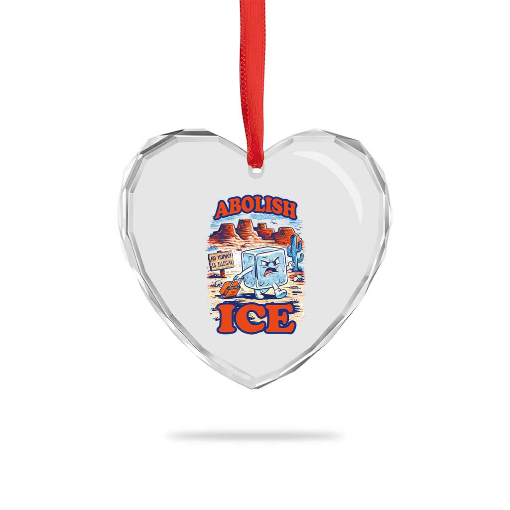 Abolish Ice Protest Heart Crystal Glass Ornament Retro Protest No Human Is Illegal TS10 Print Your Wear
