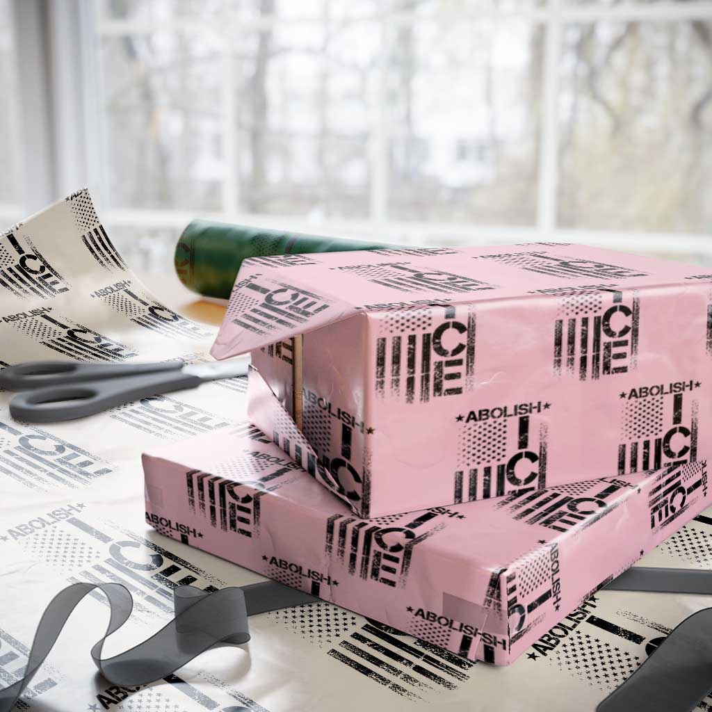 Abolish ICE Wrapping Paper Roll Vintage American Flag TS10 Light Pink Print Your Wear
