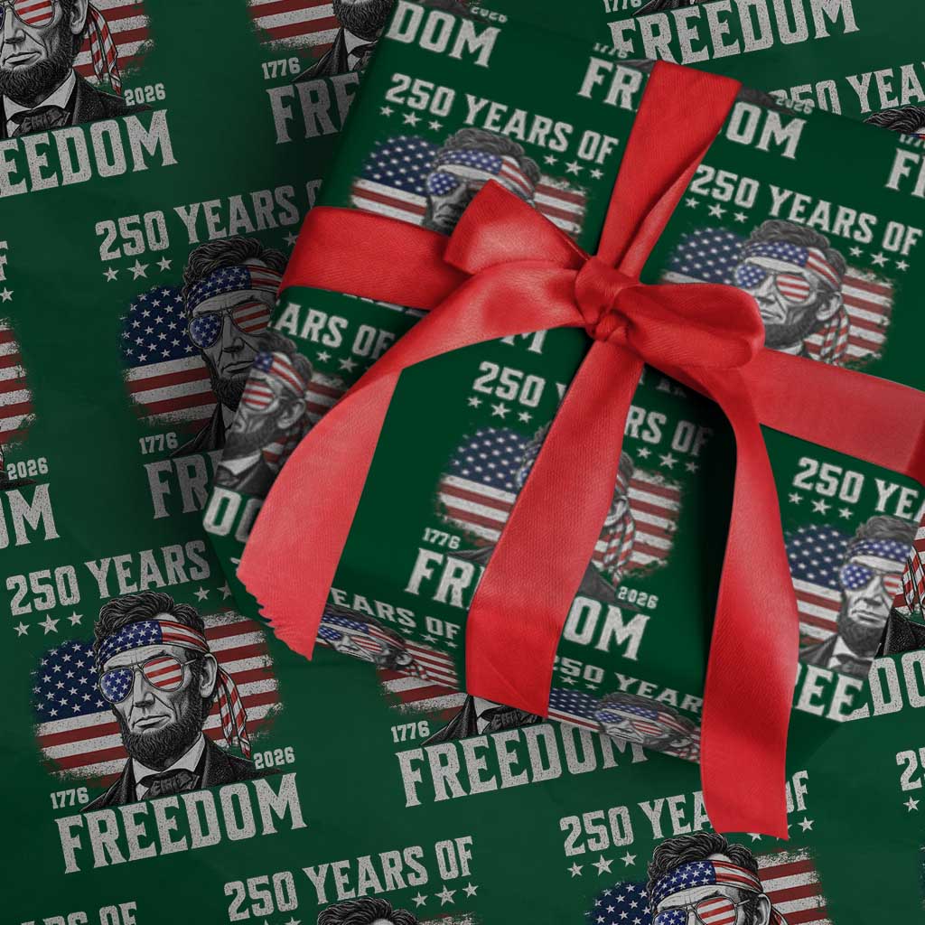 Abraham Lincoln 250 Years Of Freedom Wrapping Paper Roll 1776 2026 4th of July