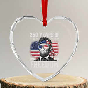 Abraham Lincoln 250 Years Of Freedom Heart Crystal Glass Ornament 1776 2026 4th of July
