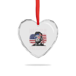Abraham Lincoln 250 Years Of Freedom Heart Crystal Glass Ornament 1776 2026 4th of July