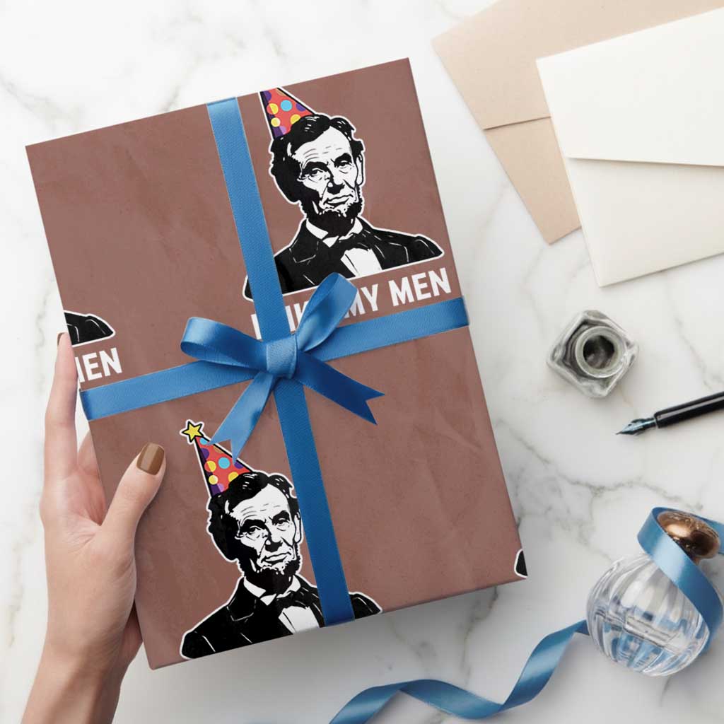 Abraham Lincoln American History Presidents Day Wrapping Paper Roll I Like My Men Tall Dark and Historical TS14 Mocha Print Your Wear